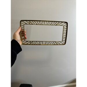 Cruiser Accessories Gold Tone License Plate Frame‎ Sunburst Vtg metal USA